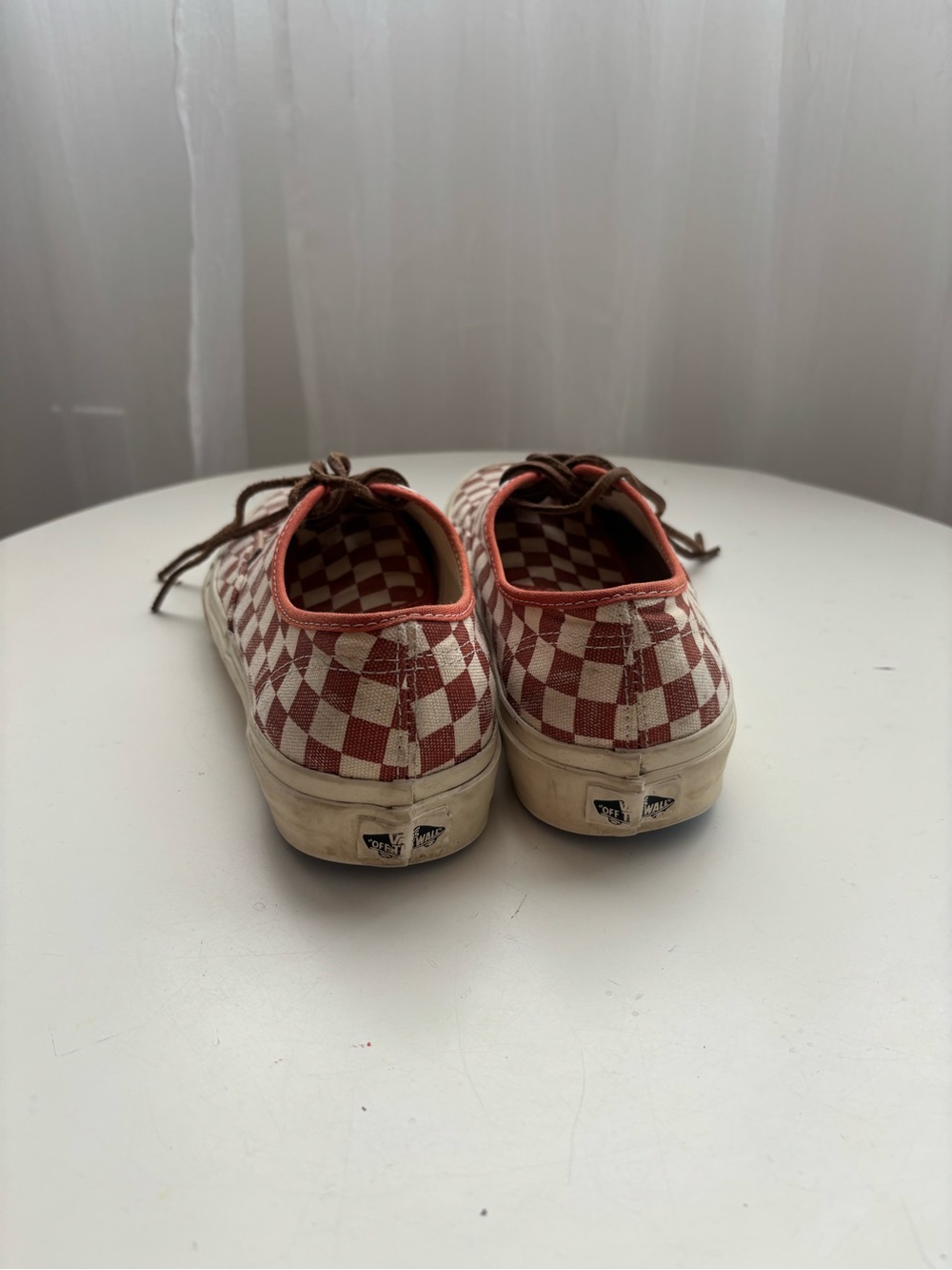 Vans Rust & White Checkerboard Sneakers - Picture 4 of 6